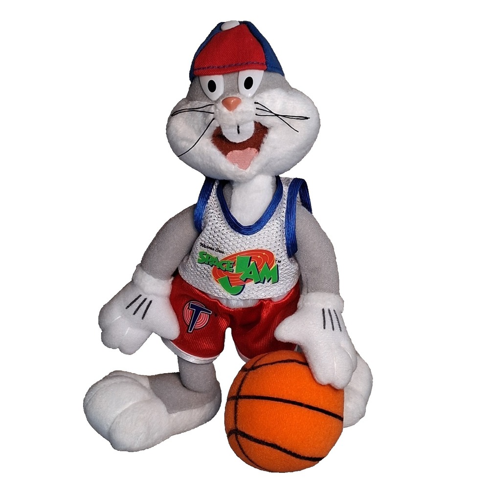 Vtg 1996 Space Jam Bugs Bunny Plush McDonald's Happy Meal Toy w/ Basketball 8"